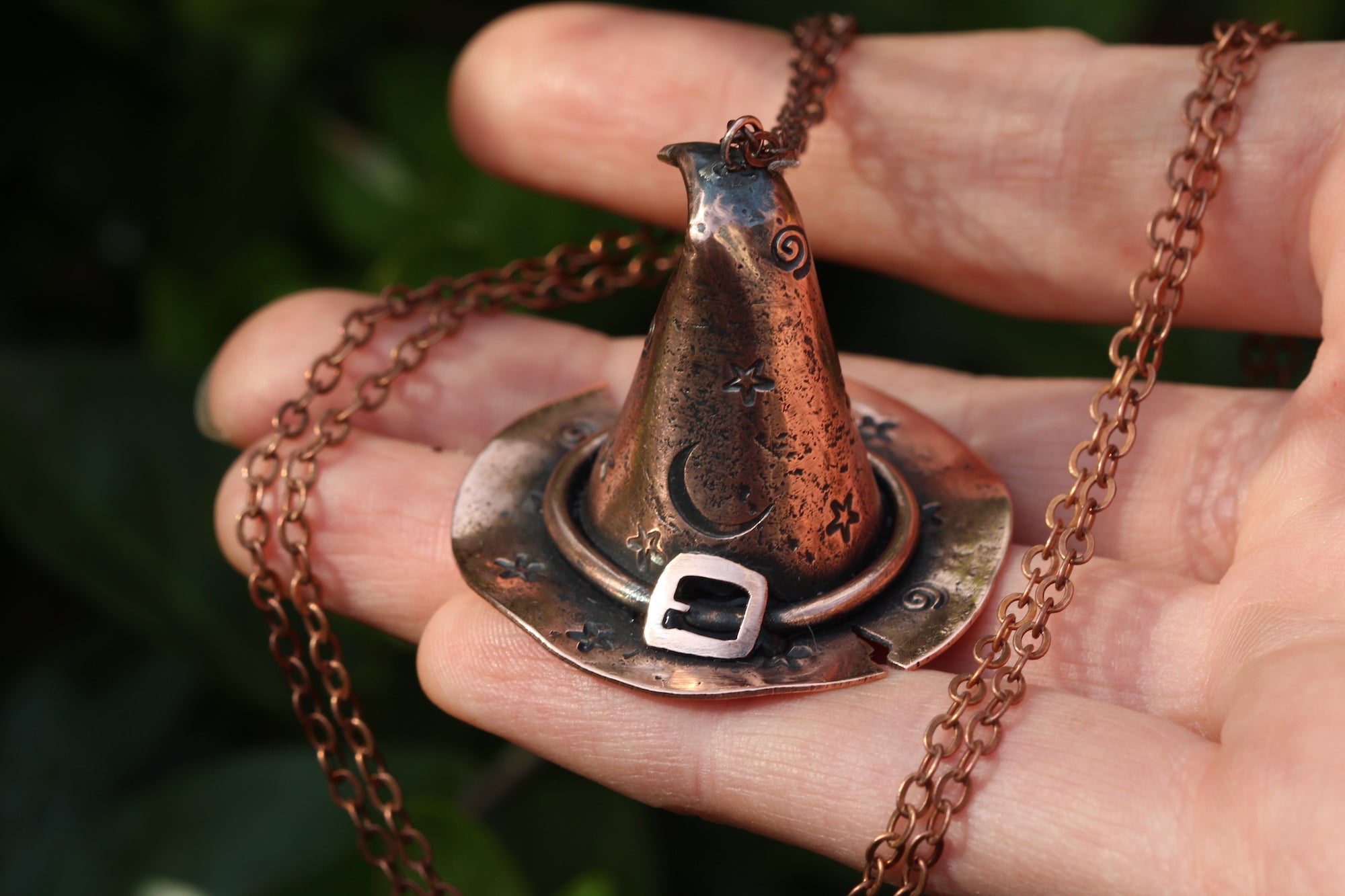 WITCHES CURSE Handmade Copper 3D Witches Hat Necklace