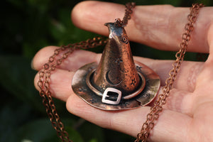 WITCHES CURSE Handmade Copper 3D Witches Hat Necklace