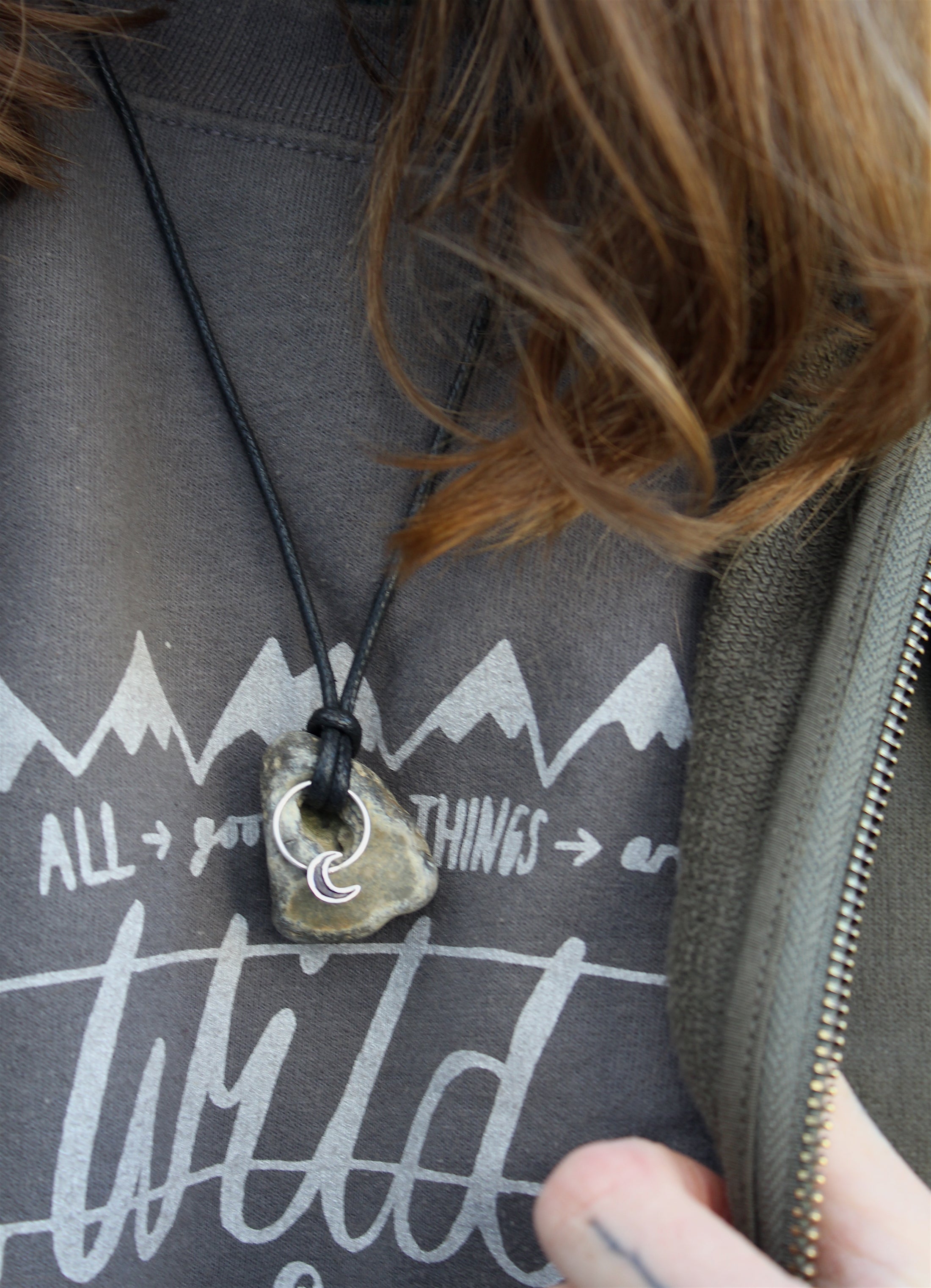 OCEAN ORACLE Sterling Silver Hag Stone Necklace