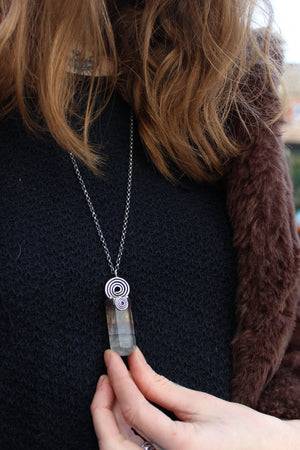 UNWIND Fluorite & Sterling Silver Massage Crystal Necklace