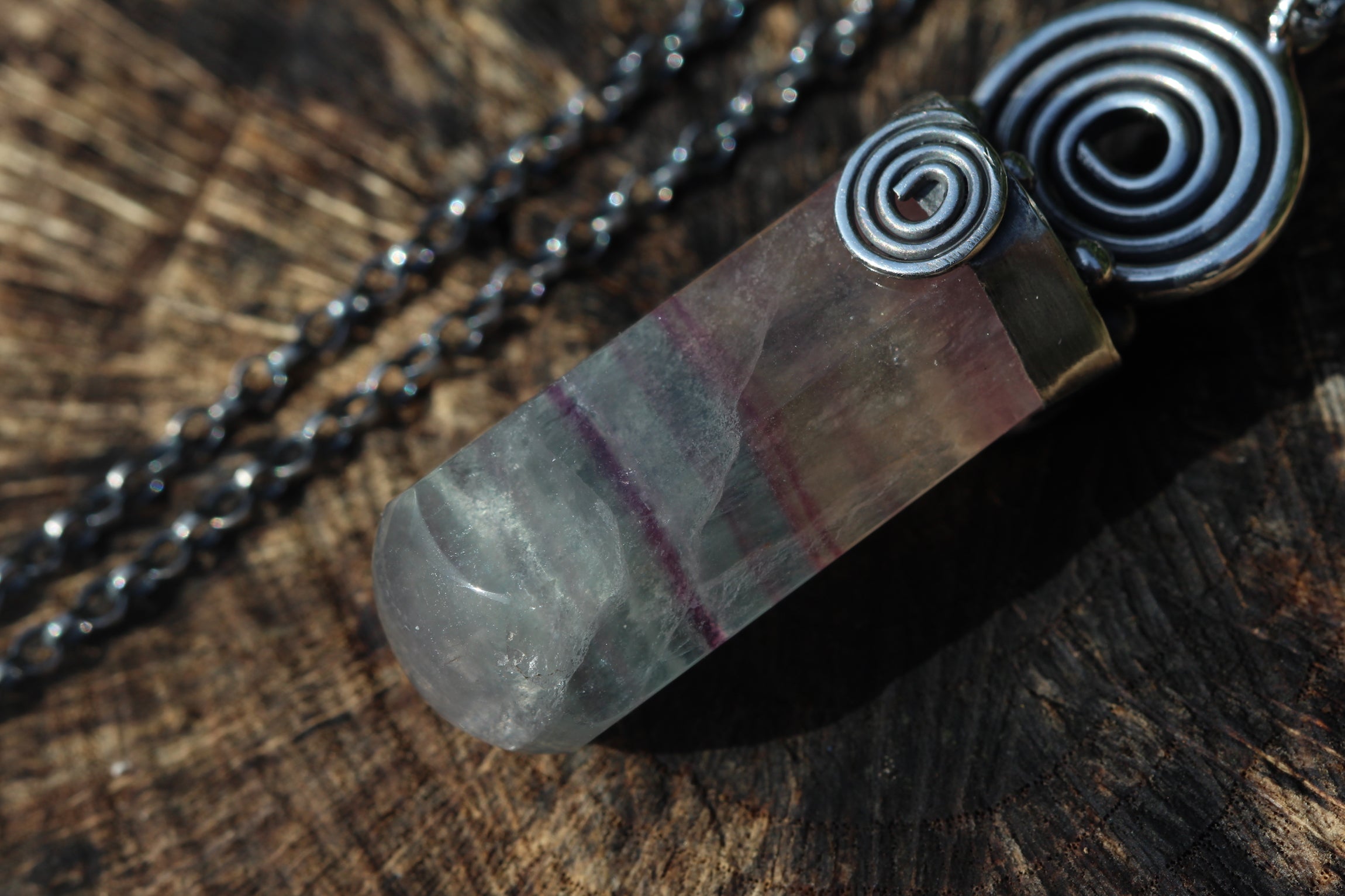 UNWIND Fluorite & Sterling Silver Massage Crystal Necklace