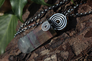 UNWIND Fluorite & Sterling Silver Massage Crystal Necklace