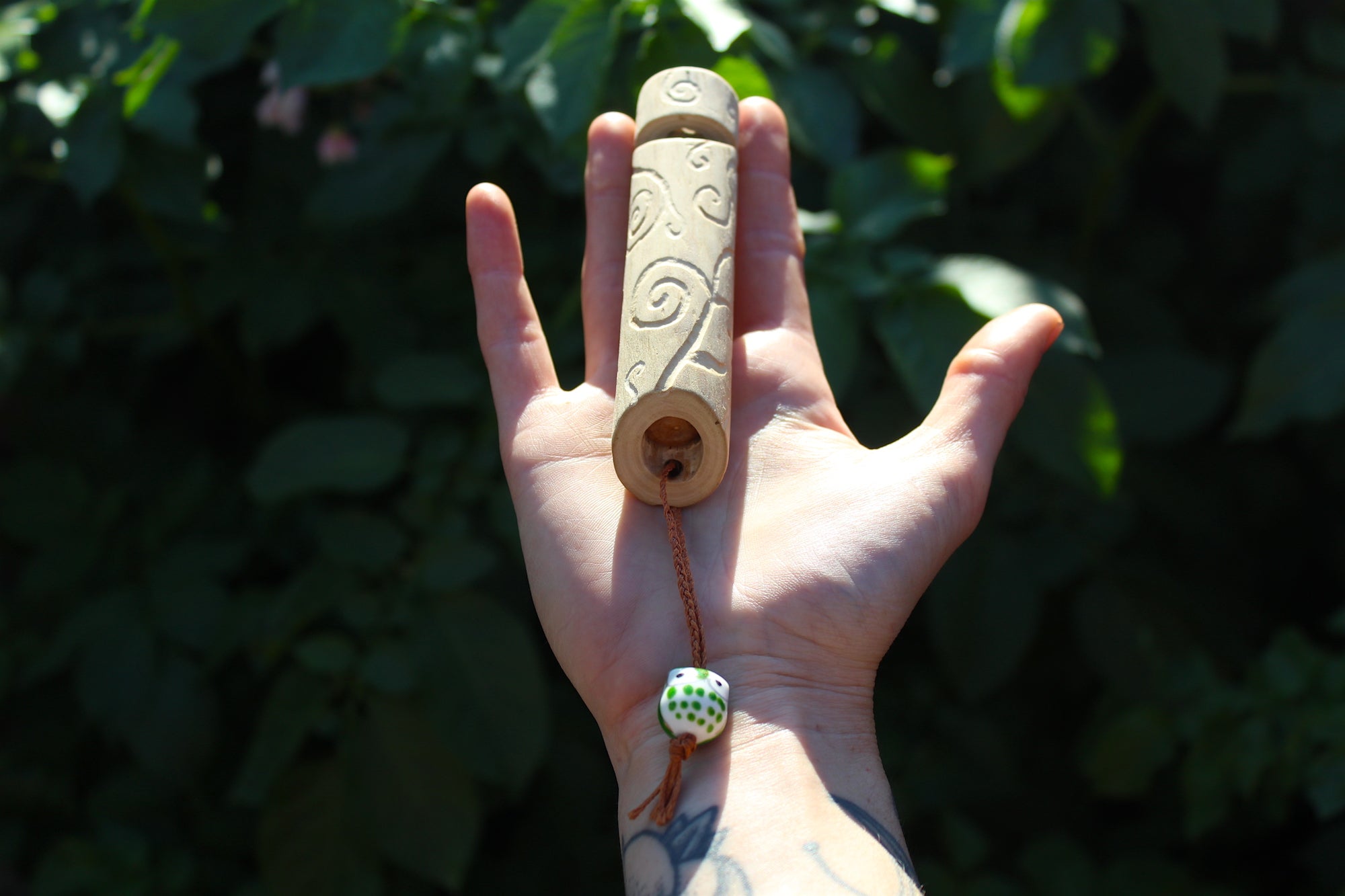 Green Owl Handmade Elder Wood Whistle