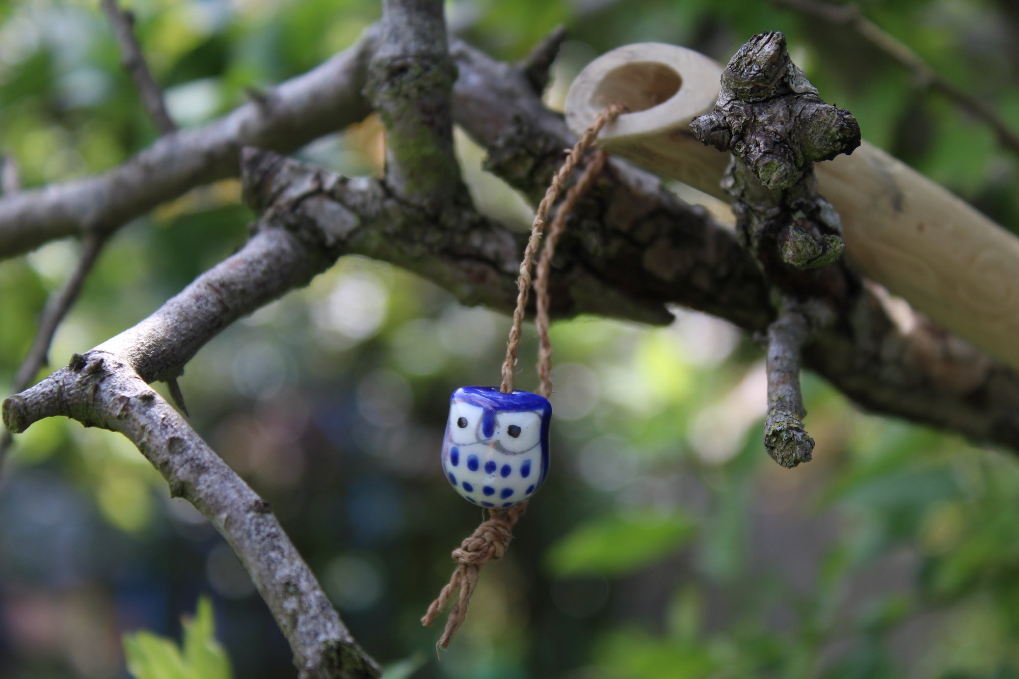 Dark Blue Owl Handmade Elder Wood Whistle