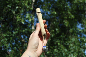 Dark Blue Owl Handmade Elder Wood Whistle
