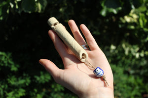 Dark Blue Owl Handmade Elder Wood Whistle