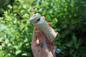 Light Blue Owl Handmade Elder Wood Whistle