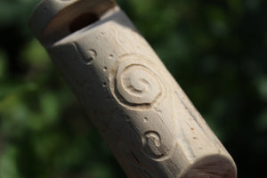 Light Blue Owl Handmade Elder Wood Whistle