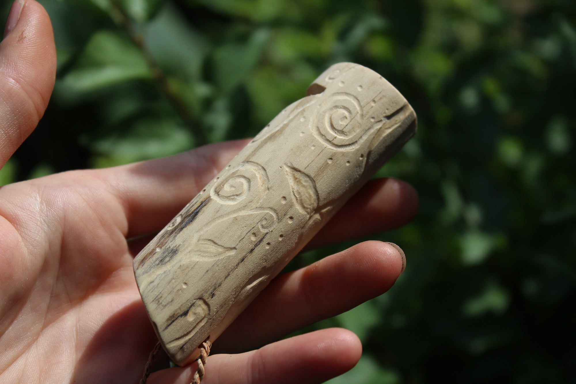 Light Blue Owl Handmade Elder Wood Whistle