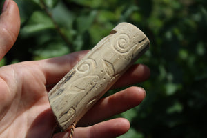 Light Blue Owl Handmade Elder Wood Whistle