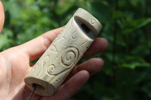Light Blue Owl Handmade Elder Wood Whistle