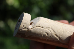 Light Blue Owl Handmade Elder Wood Whistle