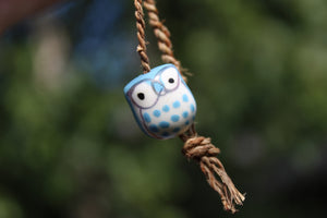 Light Blue Owl Handmade Elder Wood Whistle