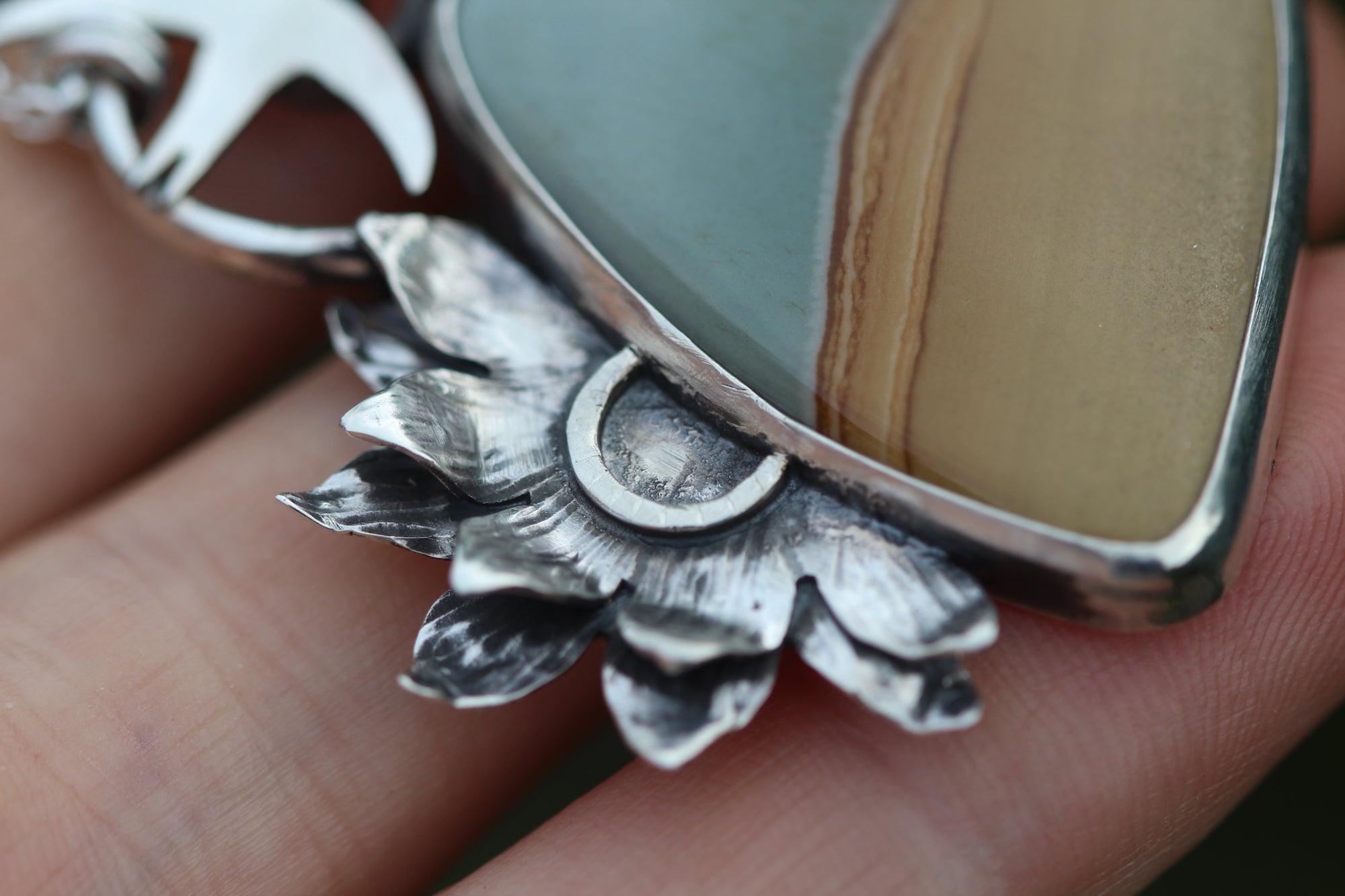 SWIFT RETURN Recycled Sterling Silver Necklace with Picture Jasper