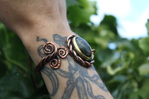 SACRED SPIRALS Handmade Copper & Brass Cuff with Labradorite