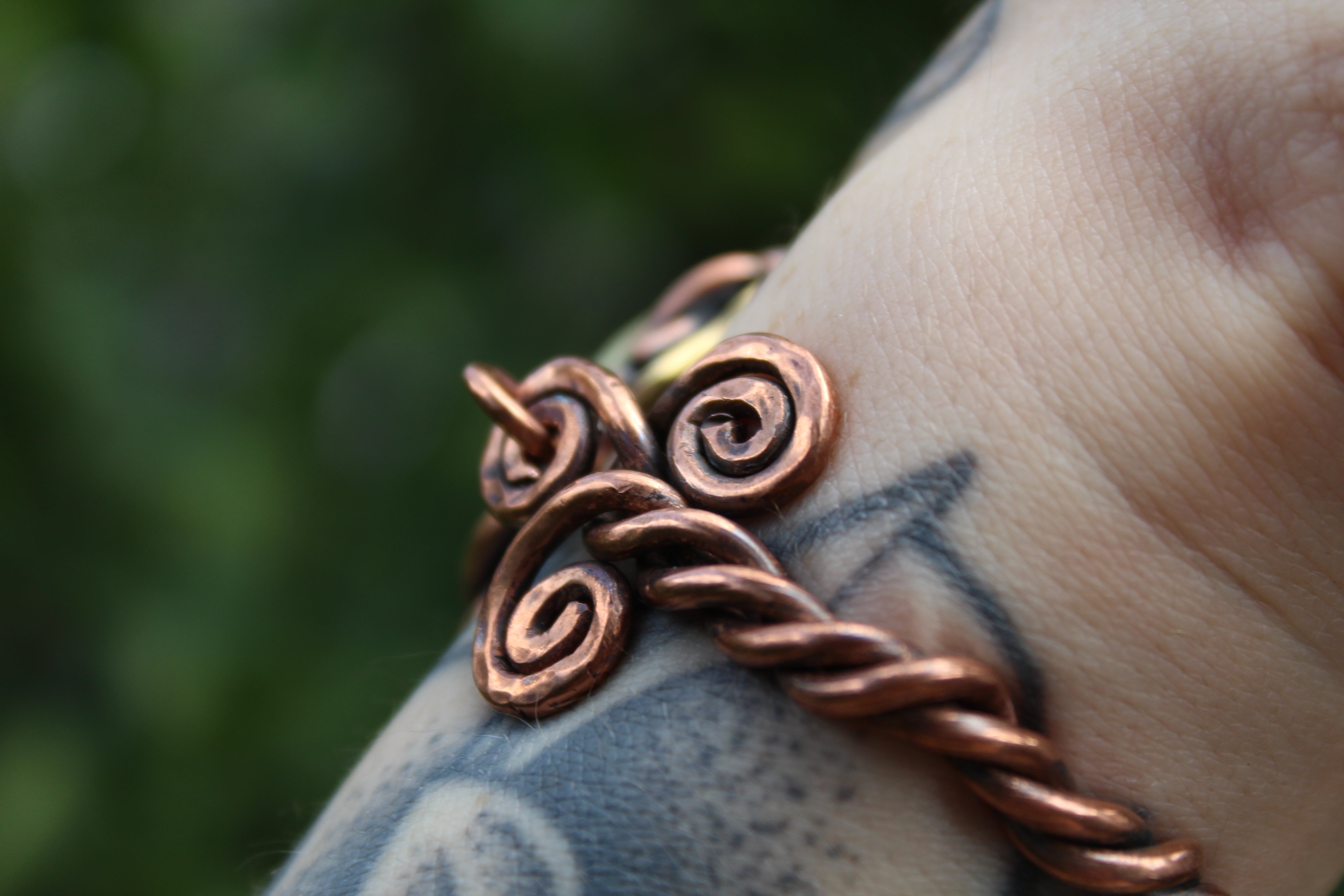 SACRED SPIRALS Handmade Copper & Brass Cuff with Labradorite