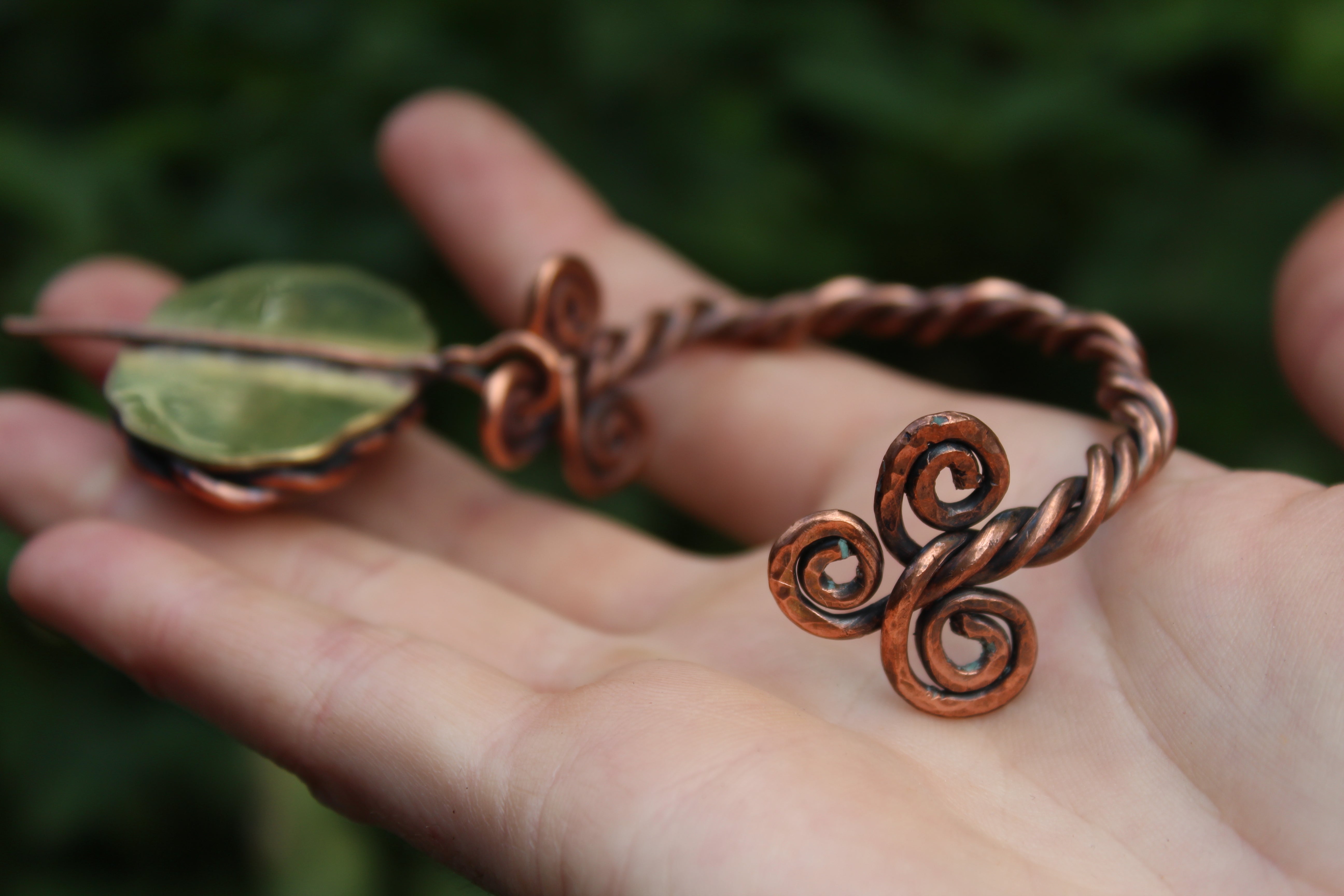 SACRED SPIRALS Handmade Copper & Brass Cuff with Labradorite
