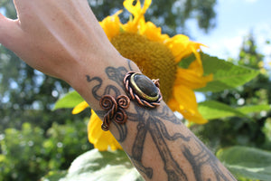 SACRED SPIRALS Handmade Copper & Brass Cuff with Labradorite