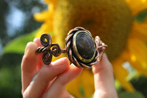 SACRED SPIRALS Handmade Copper & Brass Cuff with Labradorite