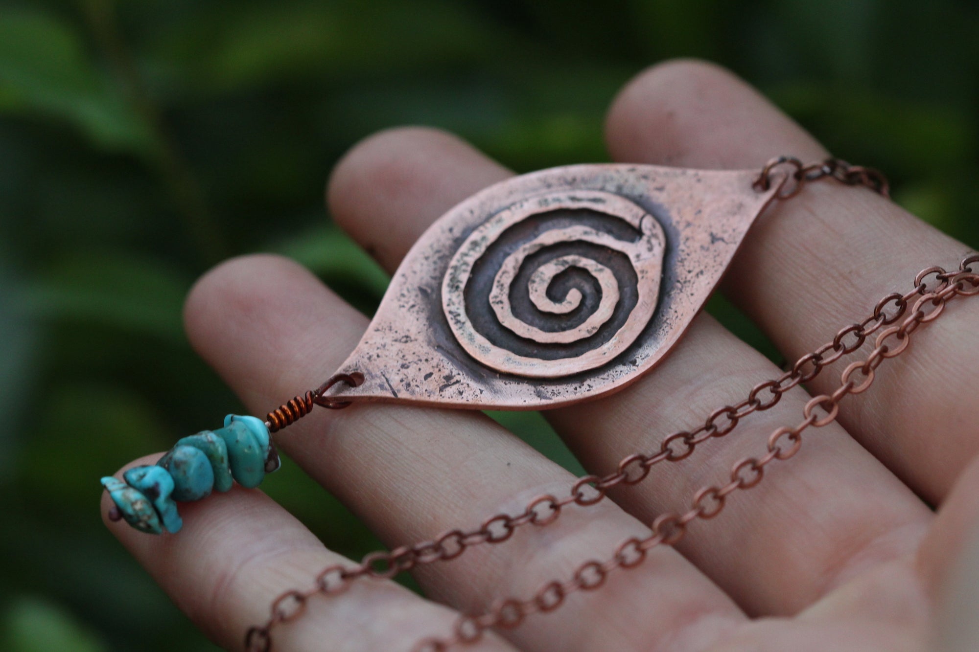 FLOW Handmade Copper Necklace with Turquoise