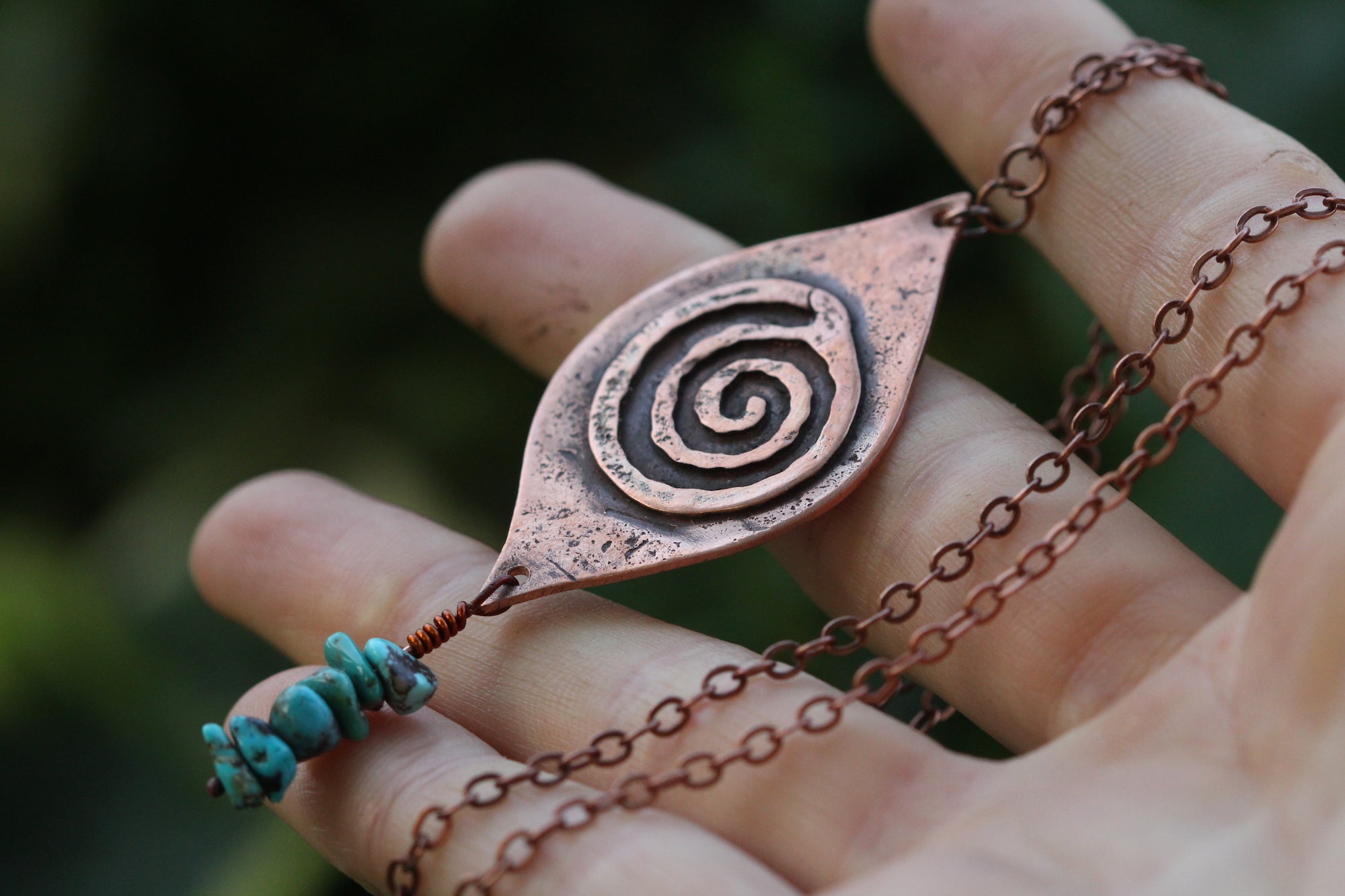 FLOW Handmade Copper Necklace with Turquoise