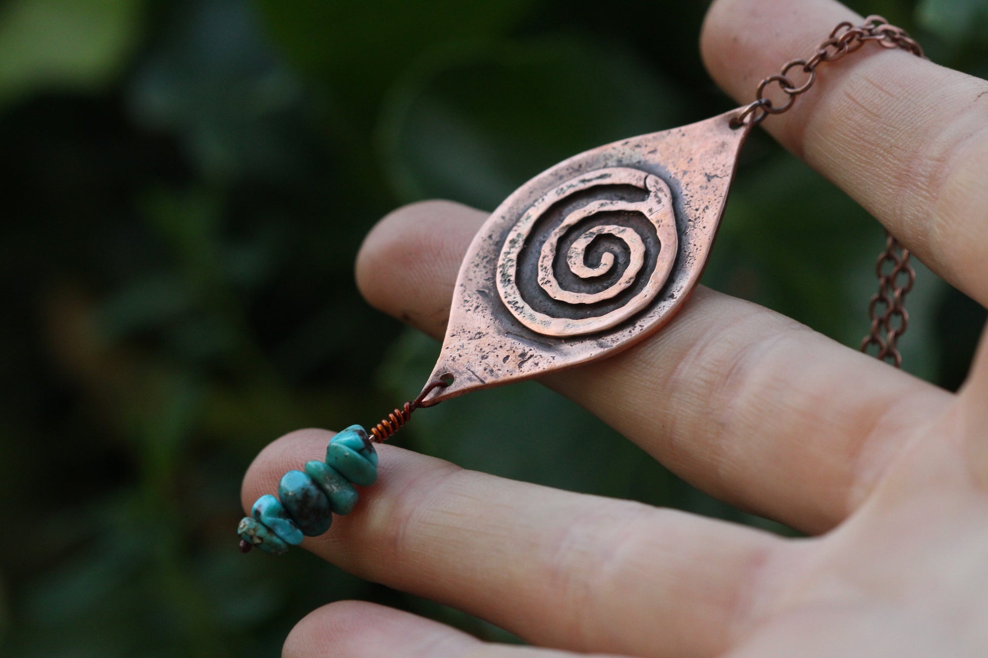 FLOW Handmade Copper Necklace with Turquoise