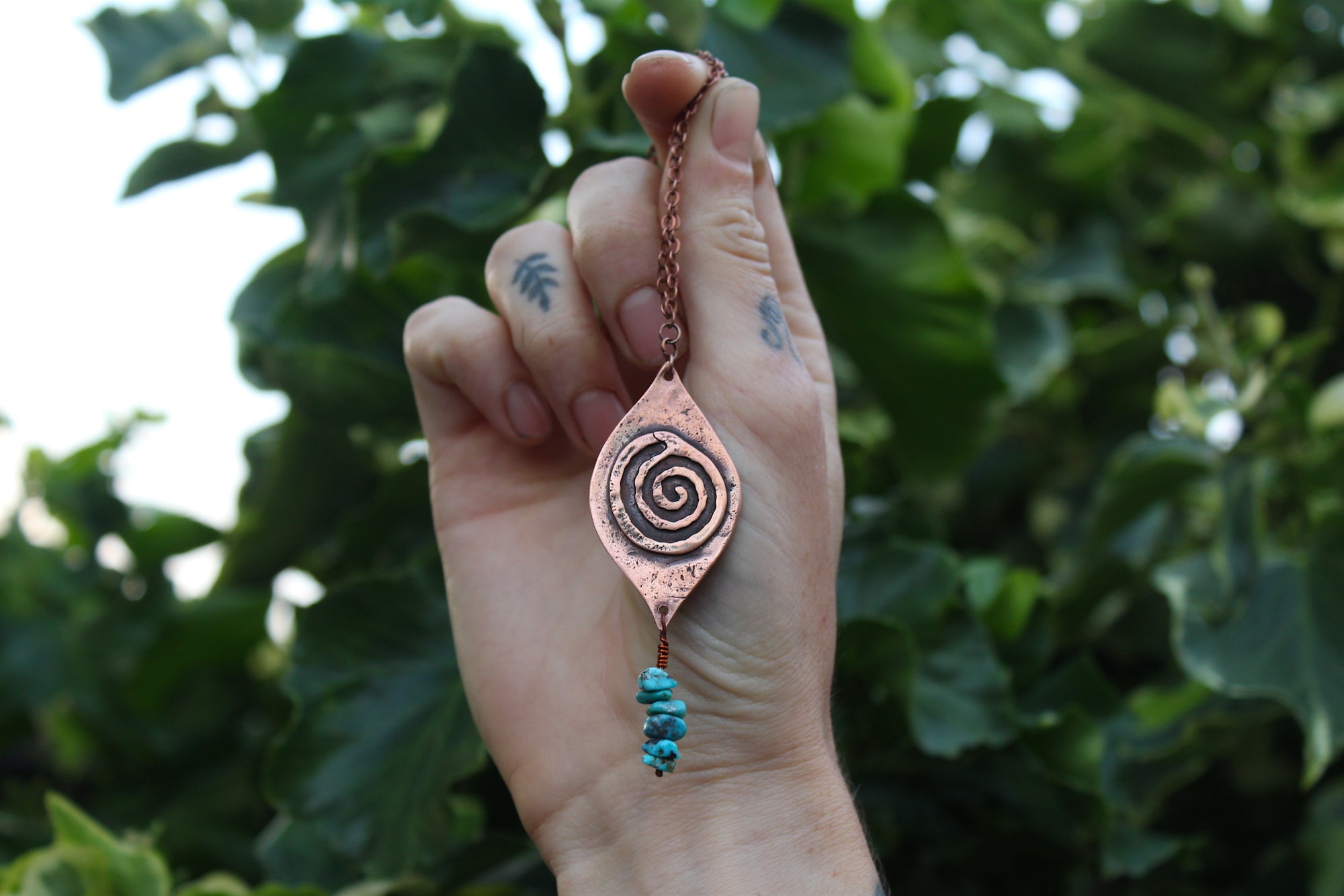 FLOW Handmade Copper Necklace with Turquoise