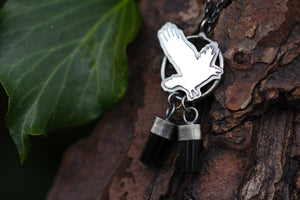 TREASURE SEEKER Sterling Silver Crow Necklace with Black Tourmaline
