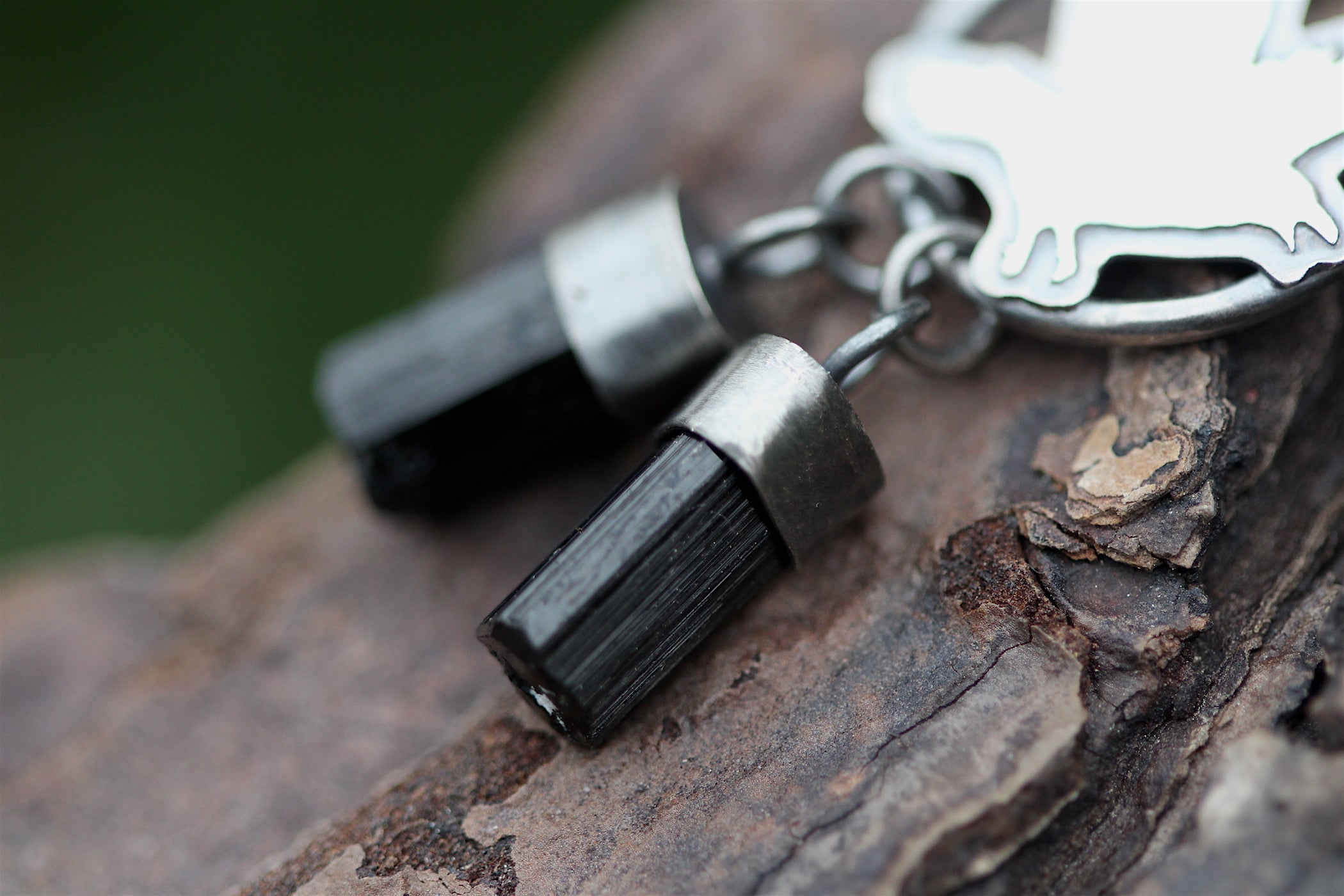 TREASURE SEEKER Sterling Silver Crow Necklace with Black Tourmaline