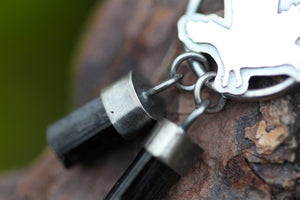 TREASURE SEEKER Sterling Silver Crow Necklace with Black Tourmaline