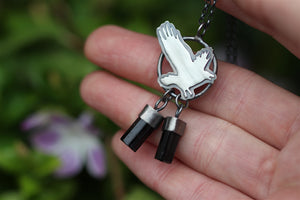TREASURE SEEKER Sterling Silver Crow Necklace with Black Tourmaline