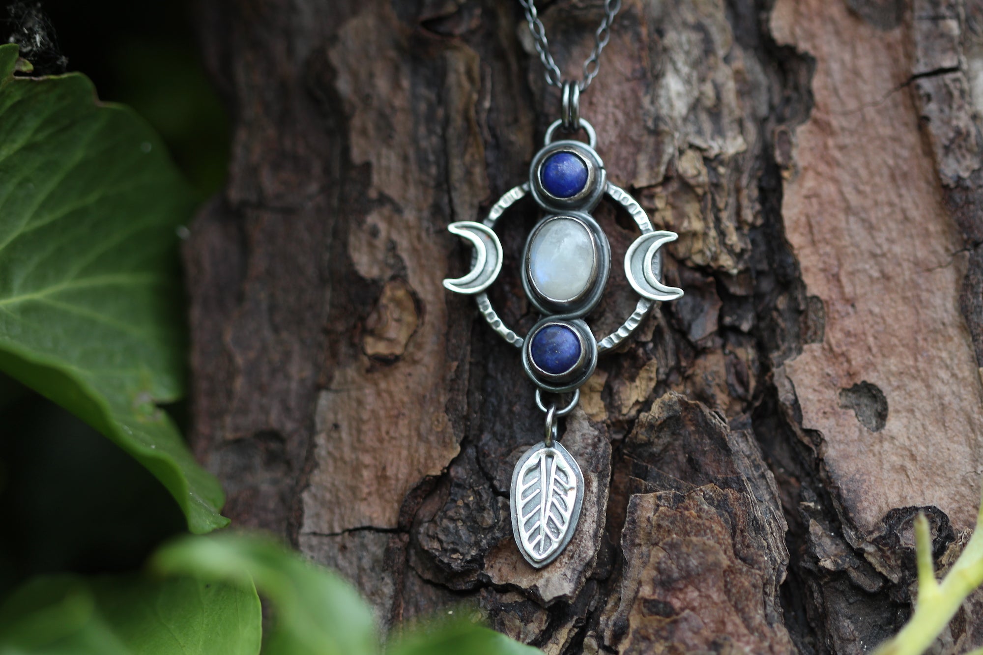 AS ABOVE, SO BELOW Necklace with Rainbow Moonstone & Lapis Lazuli