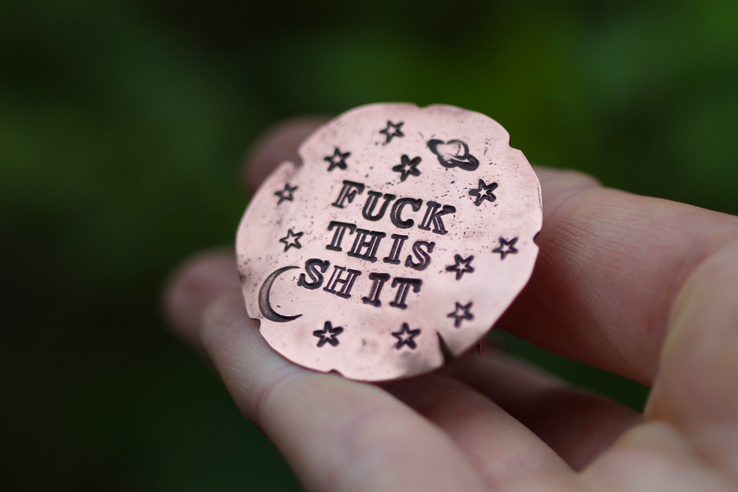 FUCK THIS SHIT Handmade Copper 3D Witches Hat Necklace