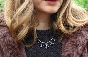 UNEARTHED Sterling Silver Rune Necklace with Rainbow Moonstone