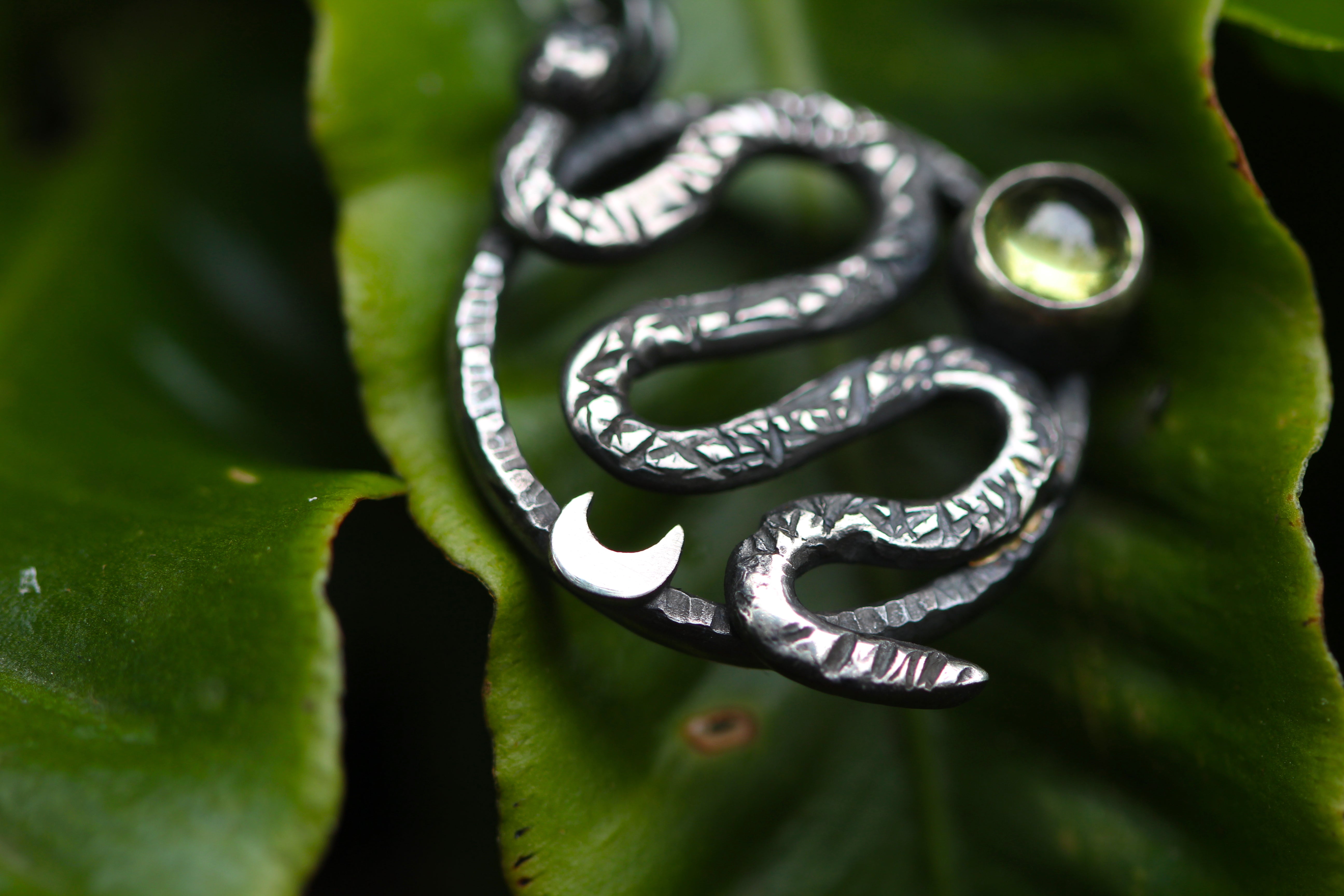 RENEW Sterling Silver Serpent Necklace with Peridot