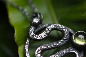 RENEW Sterling Silver Serpent Necklace with Peridot