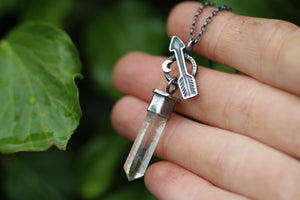 BE BOLD Sterling Silver Necklace with Clear Quartz