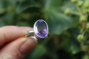 LAVENDER SKY Handmade Sterling Silver Ring with Amethyst - Size K/5.25