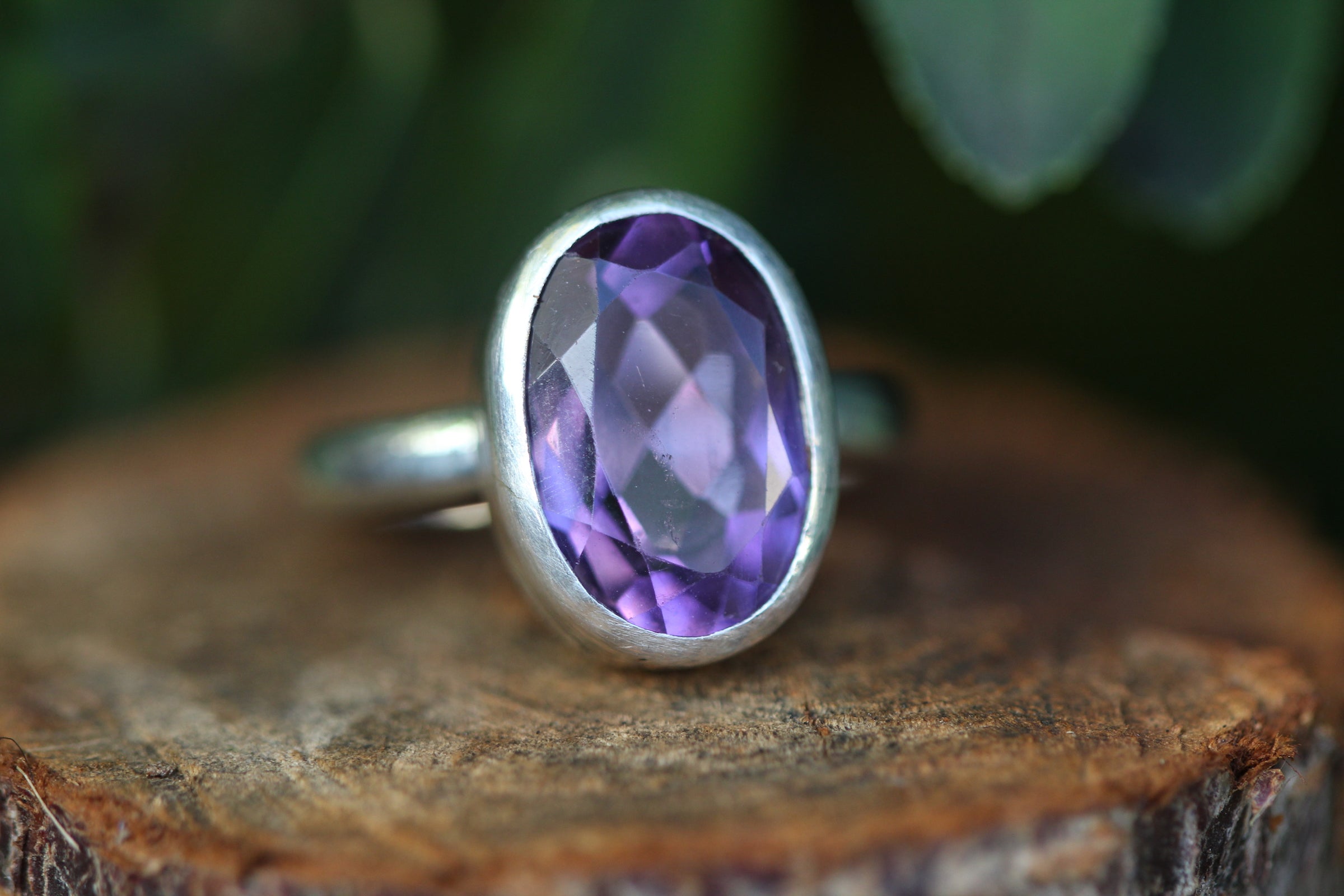 LAVENDER SKY Handmade Sterling Silver Ring with Amethyst - Size K/5.25