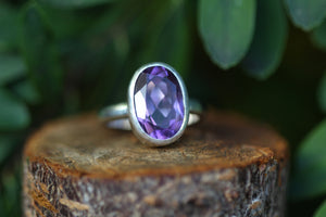 LAVENDER SKY Handmade Sterling Silver Ring with Amethyst - Size K/5.25