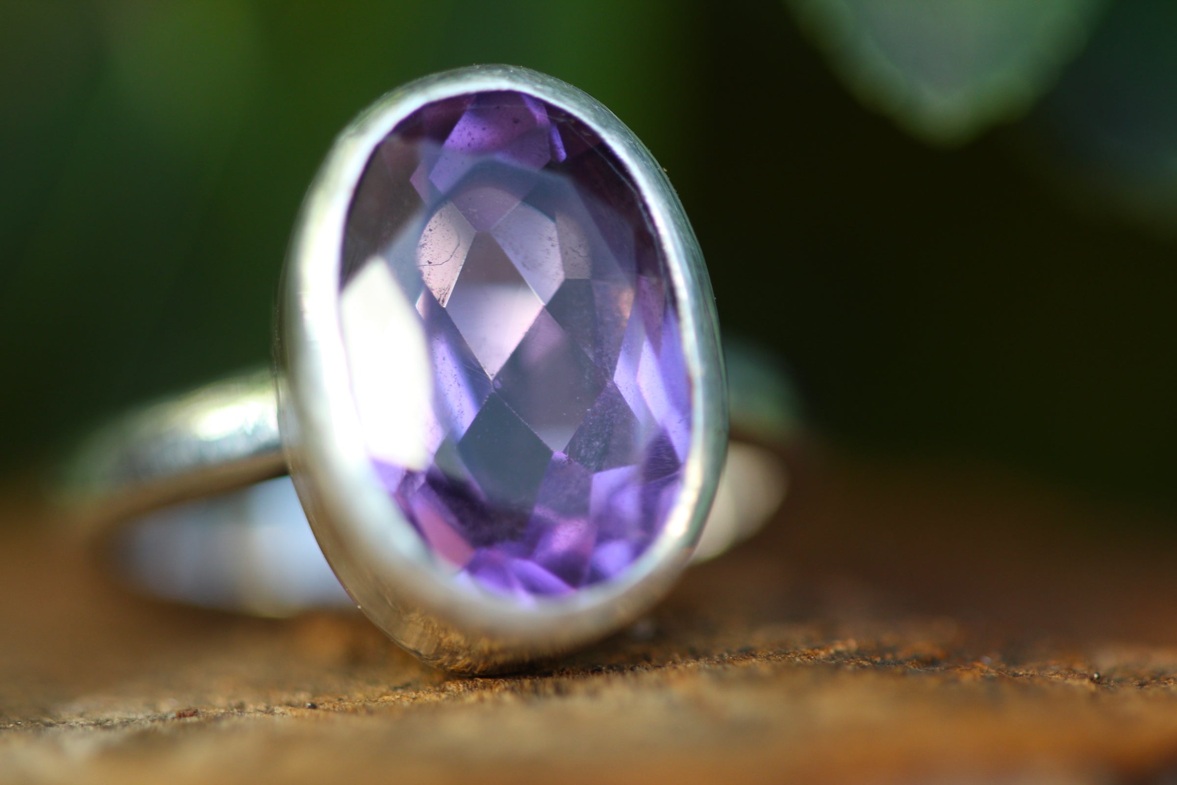 LAVENDER SKY Handmade Sterling Silver Ring with Amethyst - Size K/5.25