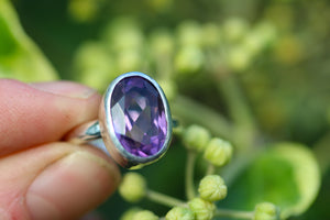 LAVENDER SKY Handmade Sterling Silver Ring with Amethyst - Size K/5.25