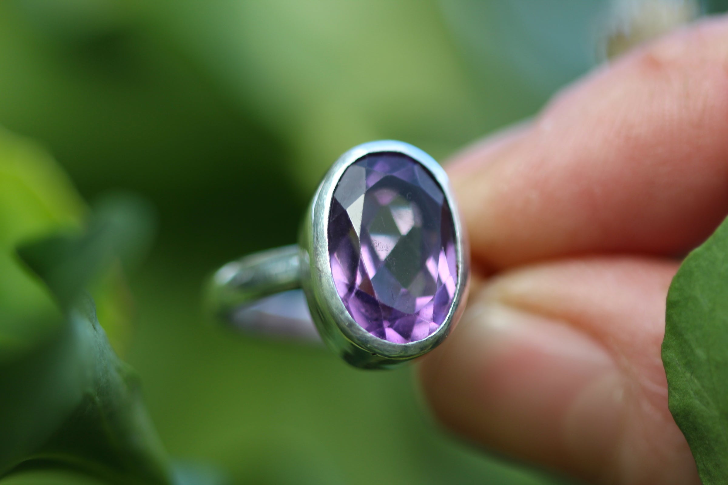LAVENDER SKY Handmade Sterling Silver Ring with Amethyst - Size K/5.25