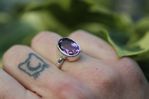 LAVENDER SKY Handmade Sterling Silver Ring with Amethyst - Size K/5.25