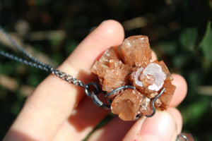 INTO THE EARTH Raw Aragonite & Chlorite Phantom Quartz Crystal Sterling Silver Necklace