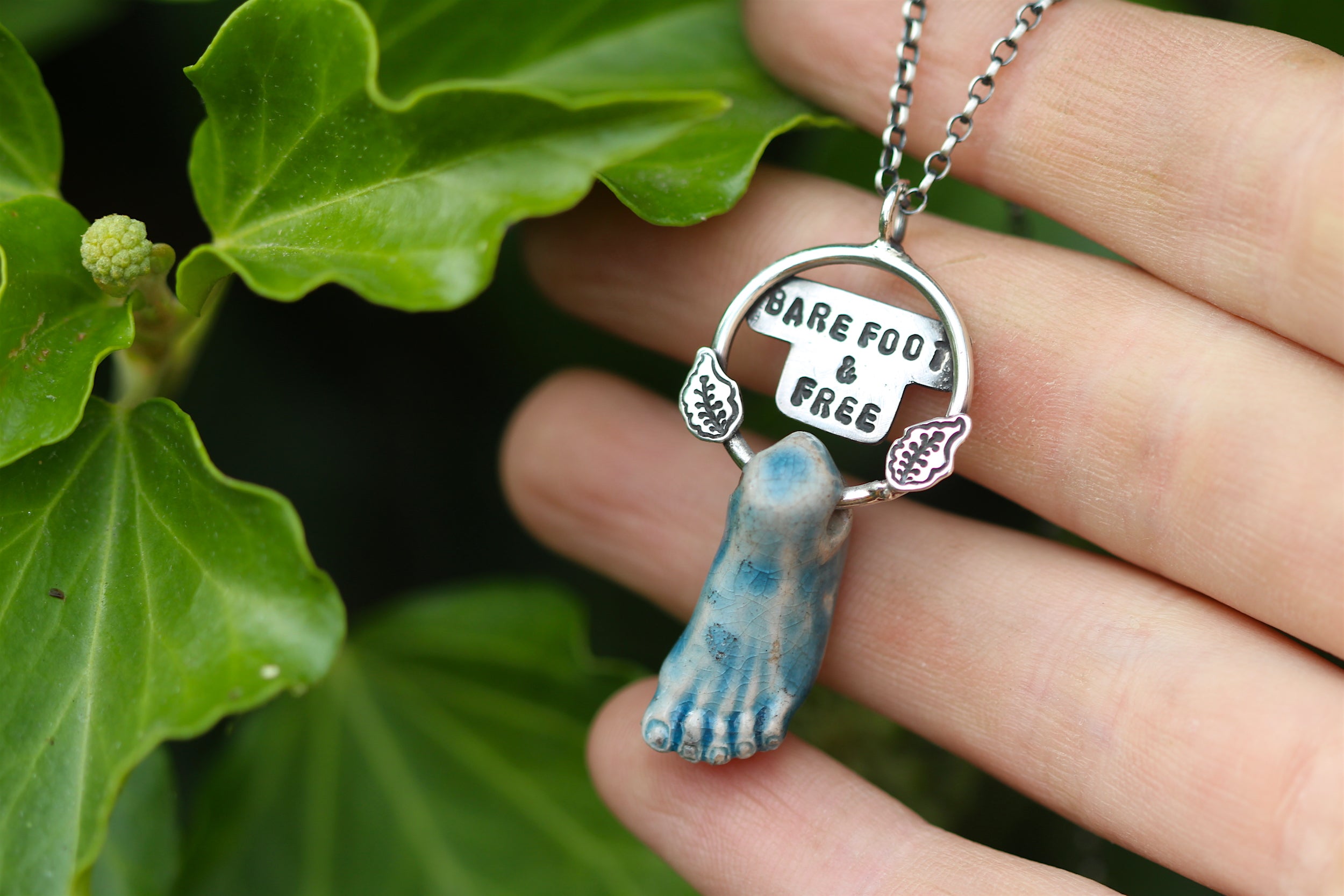 BAREFOOT & FREE Ceramic & Sterling Silver Necklace