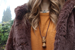 MOREL MAGIC - Handmade Hazel Wood Mushroom Necklace
