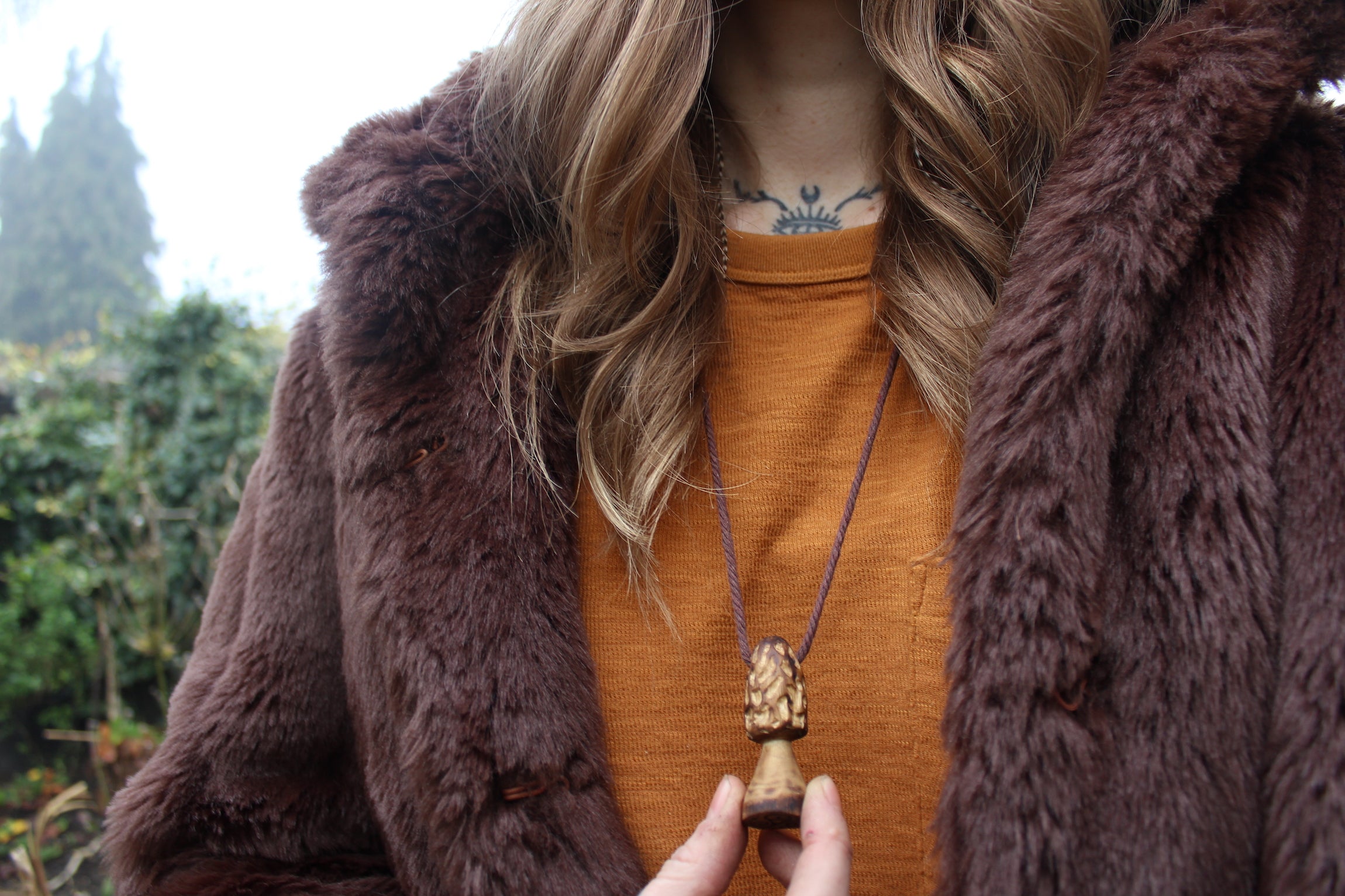MOREL MAGIC - Handmade Hazel Wood Mushroom Necklace