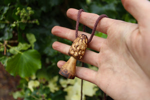 MOREL MAGIC - Handmade Hazel Wood Mushroom Necklace