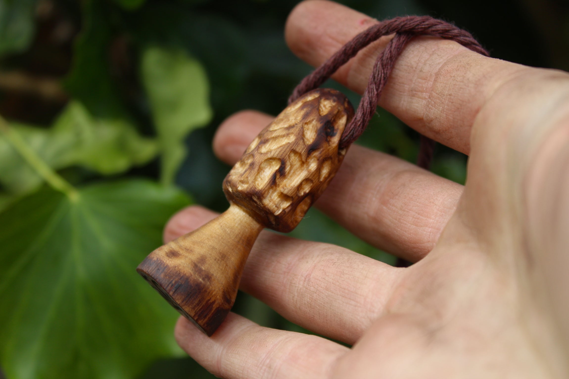 MOREL MAGIC - Handmade Hazel Wood Mushroom Necklace